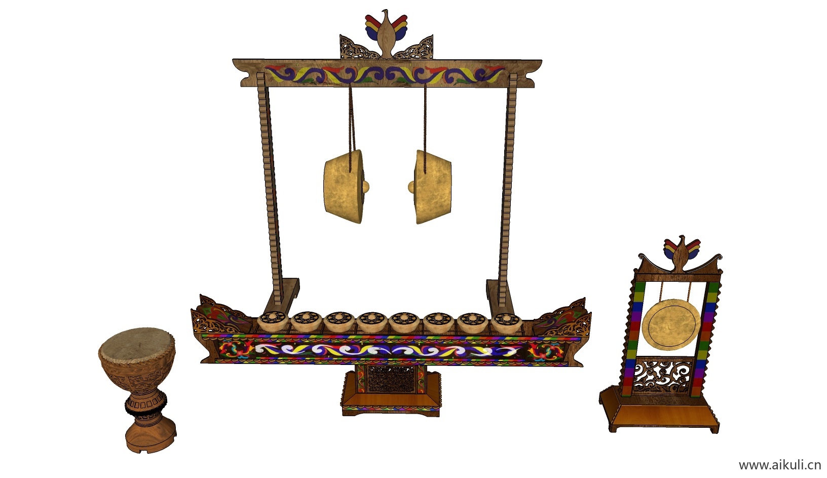 现代 唢呐 吉他 电子钢琴 手鼓 古代乐器Q-SU免费模型