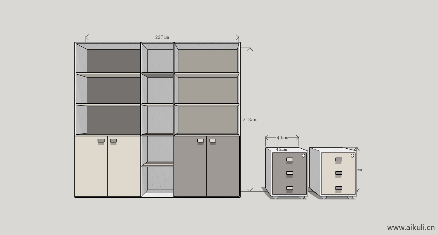 现代墙柜 书架 异形书柜bookcaseby su模型