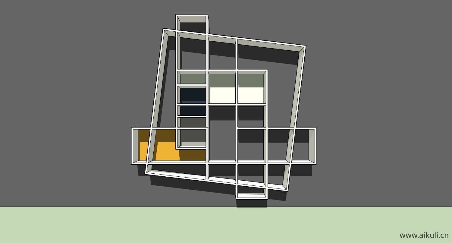 墙柜 书架 异形书柜BookshelfBM SU素材