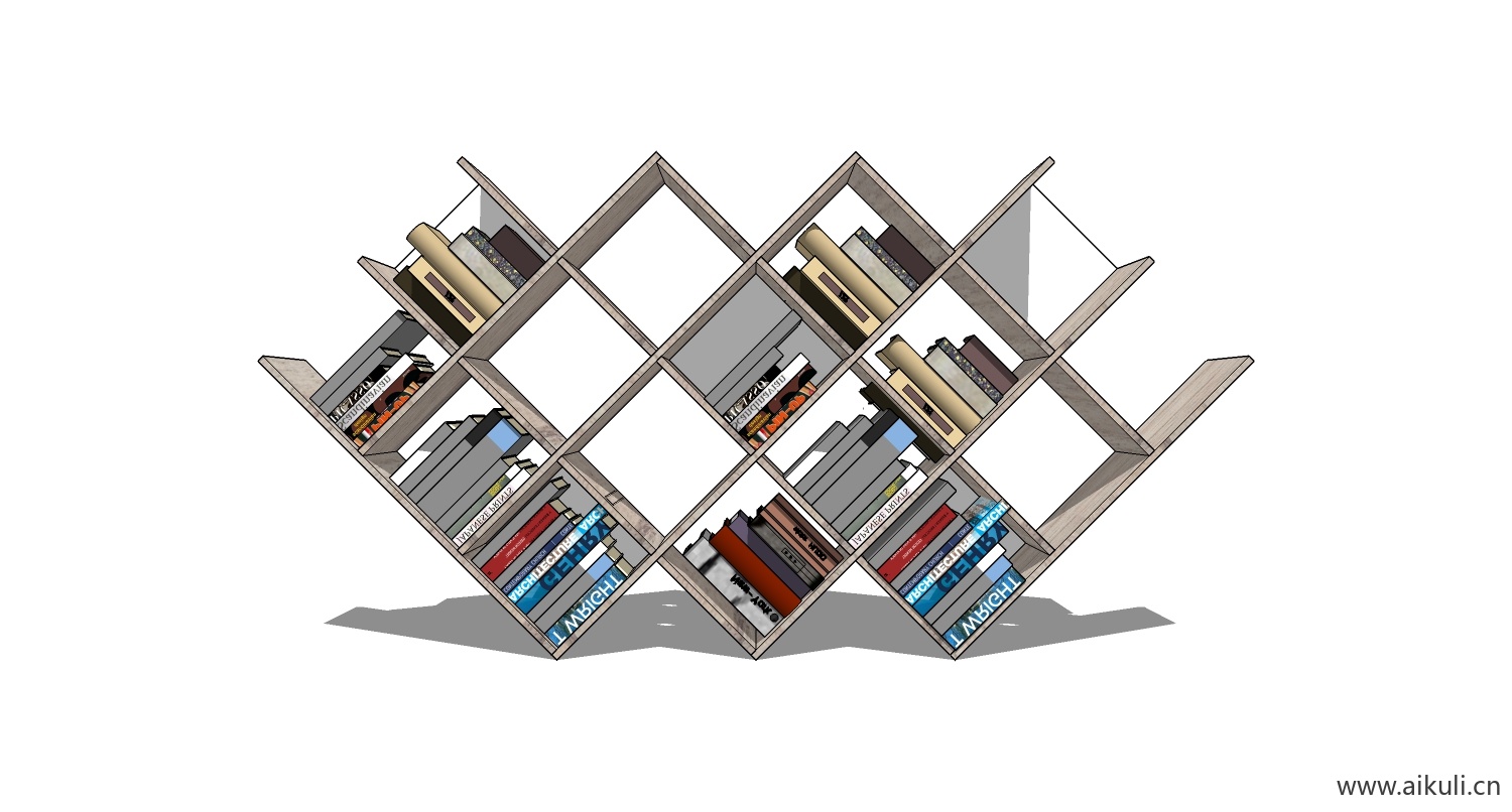 墙柜 书架 异形书柜BookshelfA SU素材