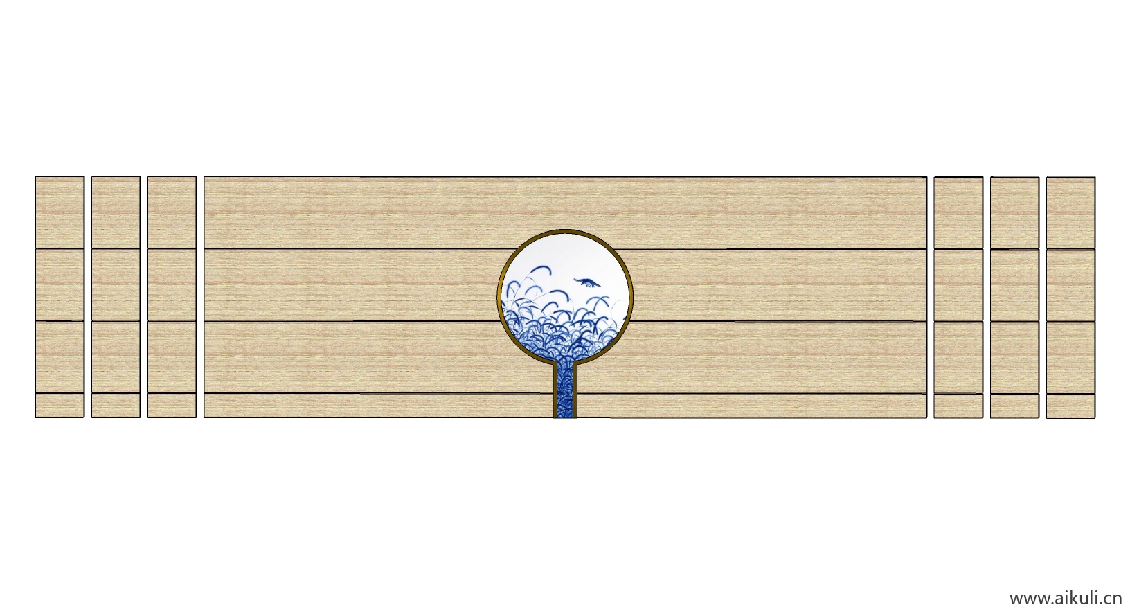 新中式禅意山水景墙B-SU模型 屏风