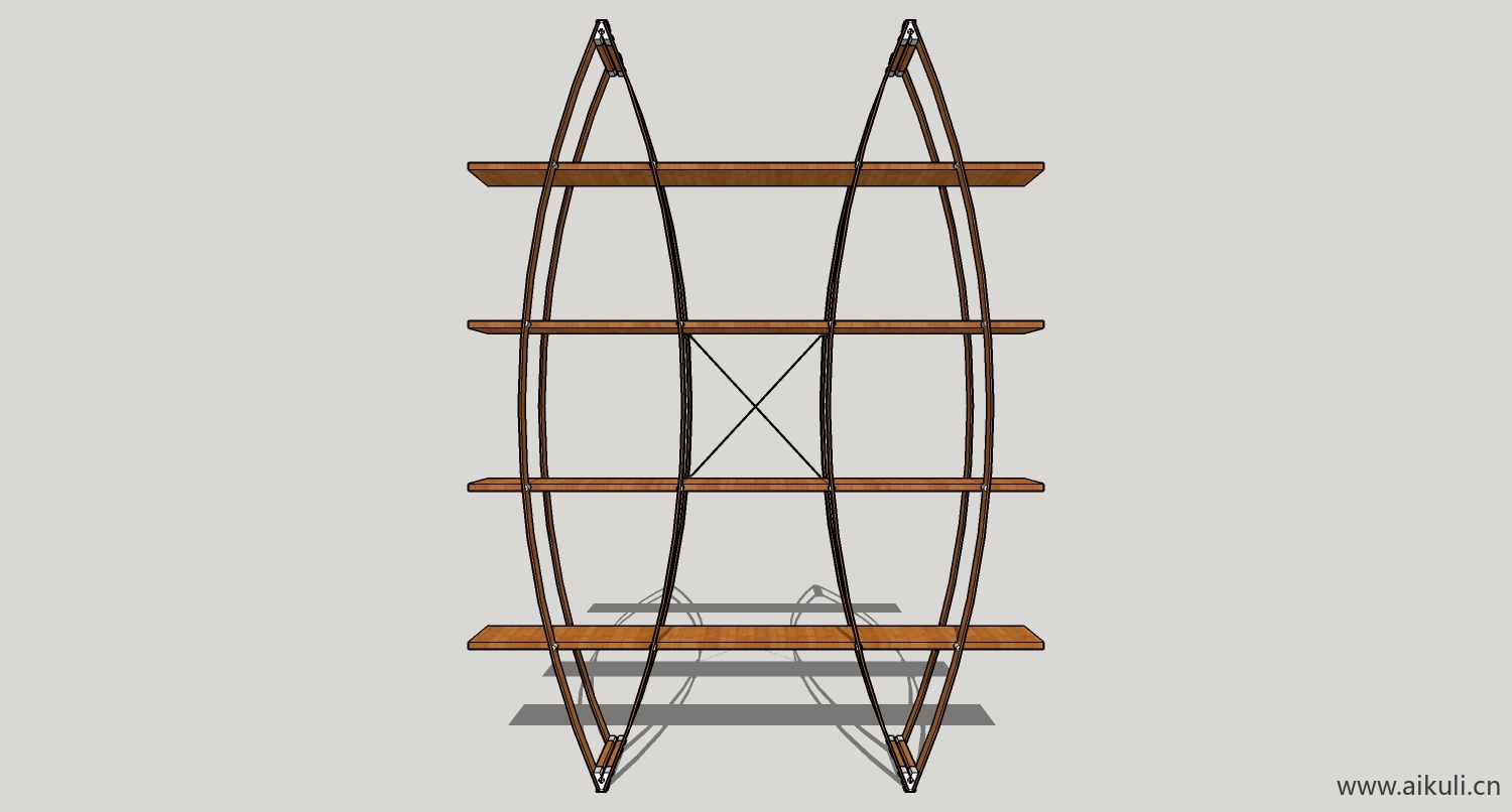 su模型墙柜 书架 异形书柜bookcasebu su素材