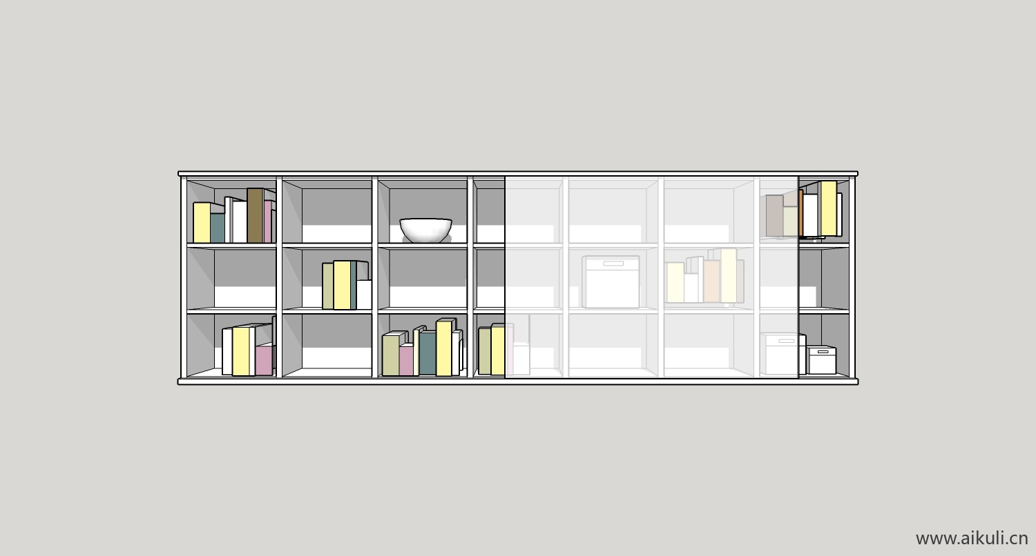 su模型墙柜 书架 异形书柜bookcaseh su素材