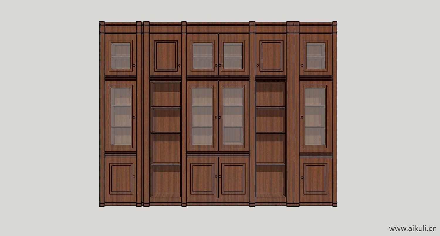 墙柜 书架 异形书柜BookshelfCQ SU素材