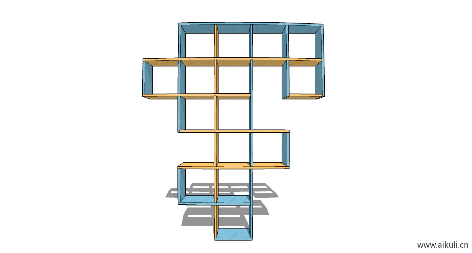墙柜 书架 异形书柜BookshelfP SU素材