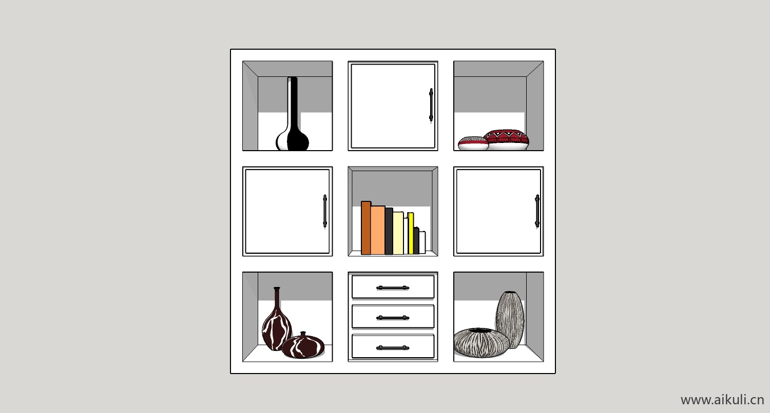 现代墙柜 书架 异形书柜bookcasey su模型