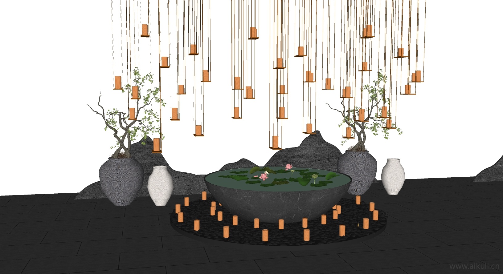 新中式园艺小品 景观小品 装饰小品G-SU模型