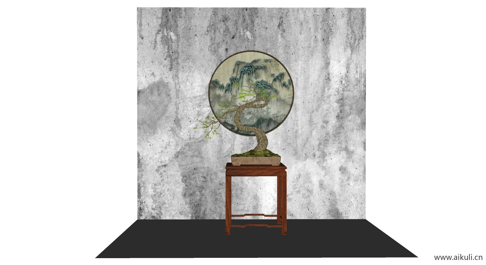 罗汉松中国风盘景 (12SU模型