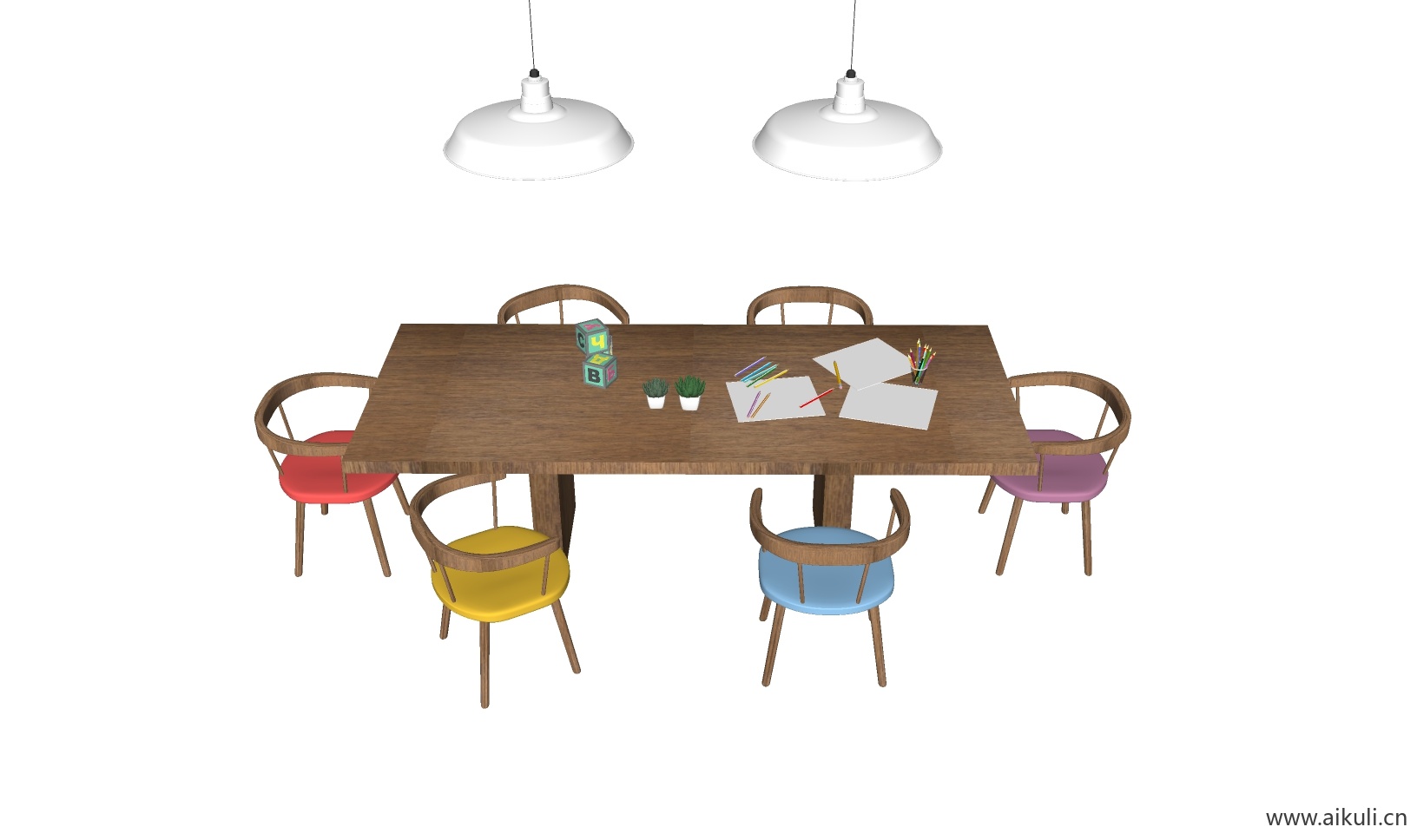 现代儿童卡通桌椅 幼儿园桌椅设施O-SU模型