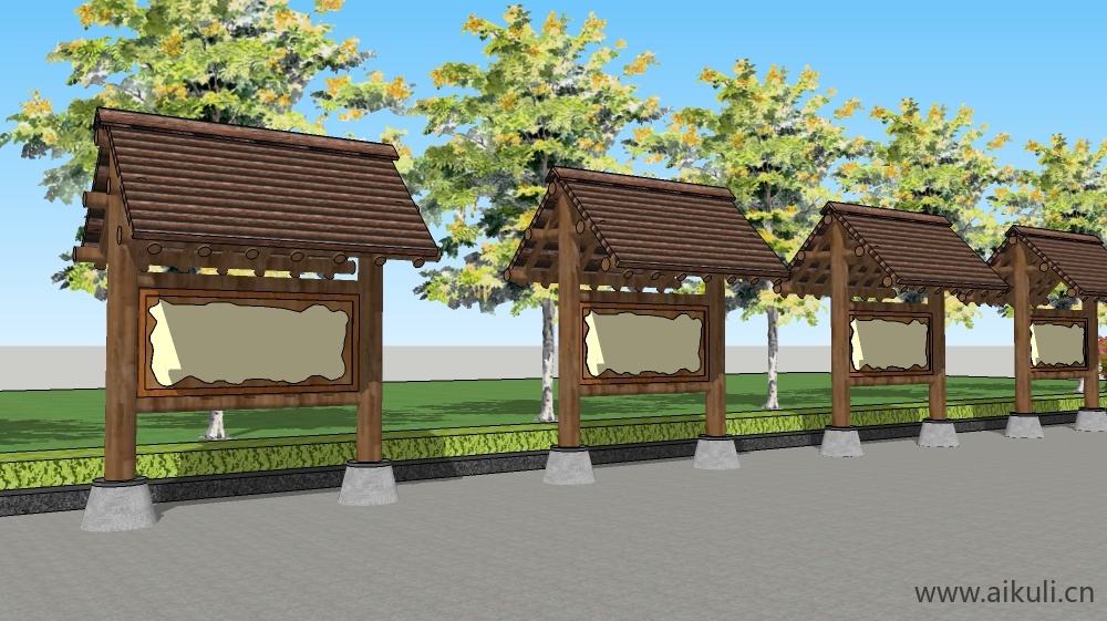 中式宣传栏 校园文化宣传栏Bulletin boardVSU模型