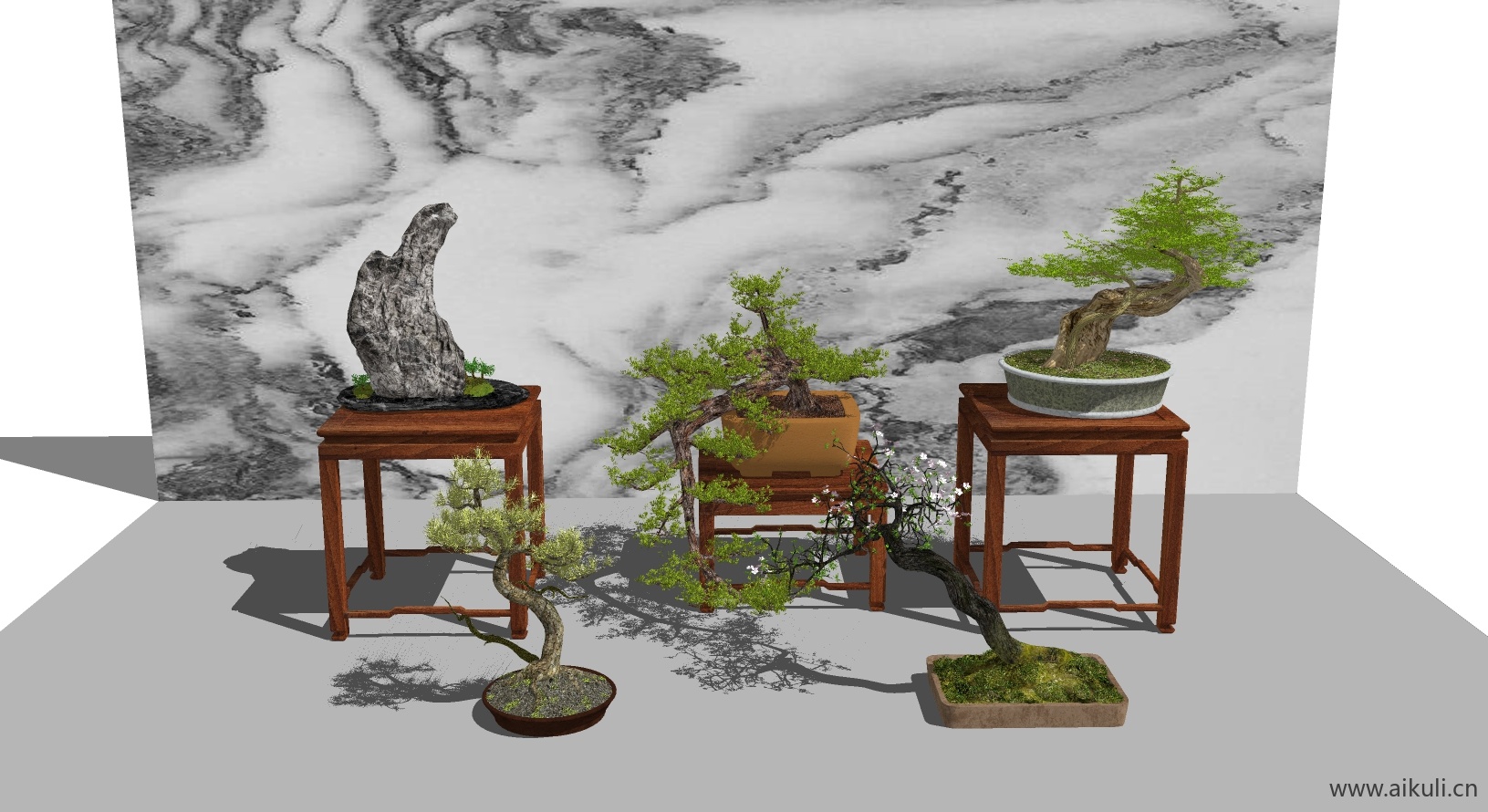 罗汉松中国风盘景 (1SU模型