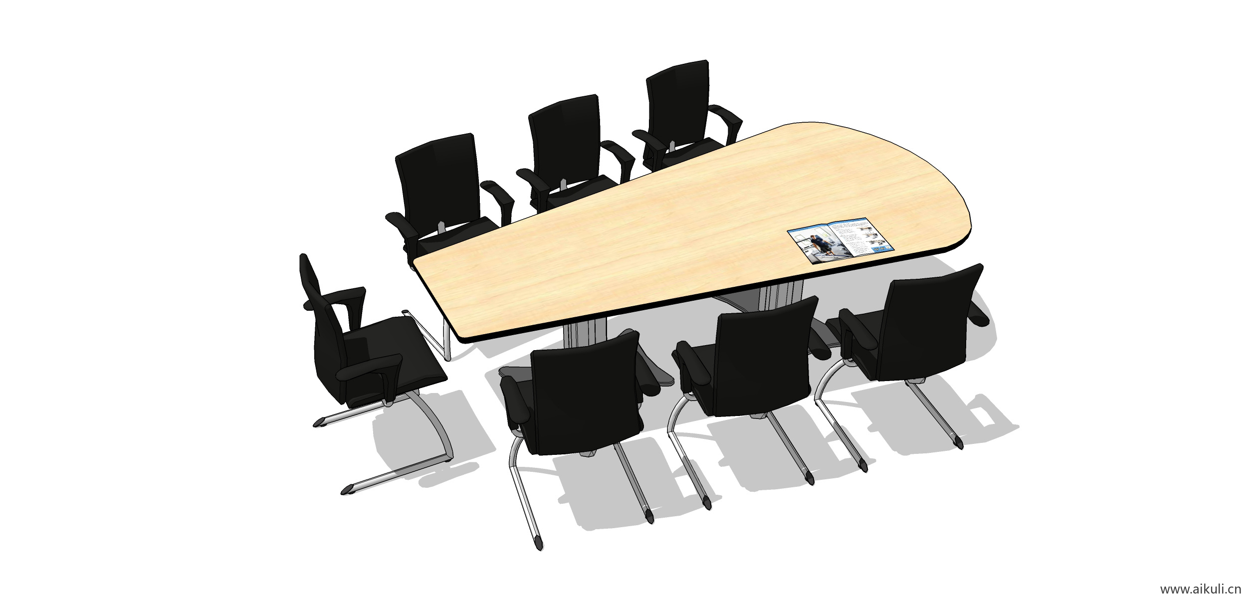 现代工装会议桌椅 实木桌椅I-SU模型