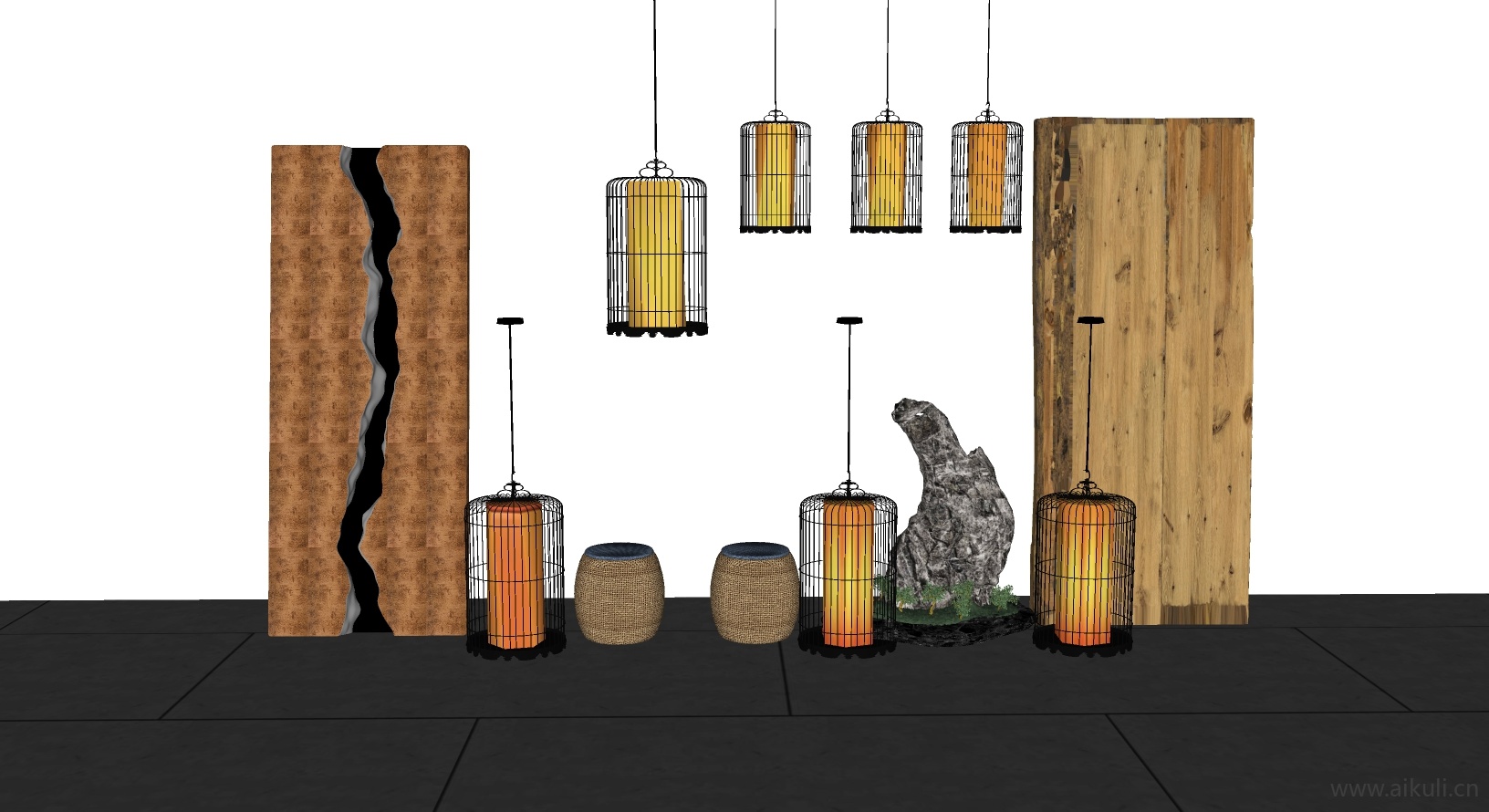 新中式园艺小品 景观小品 装饰小品C-SU模型