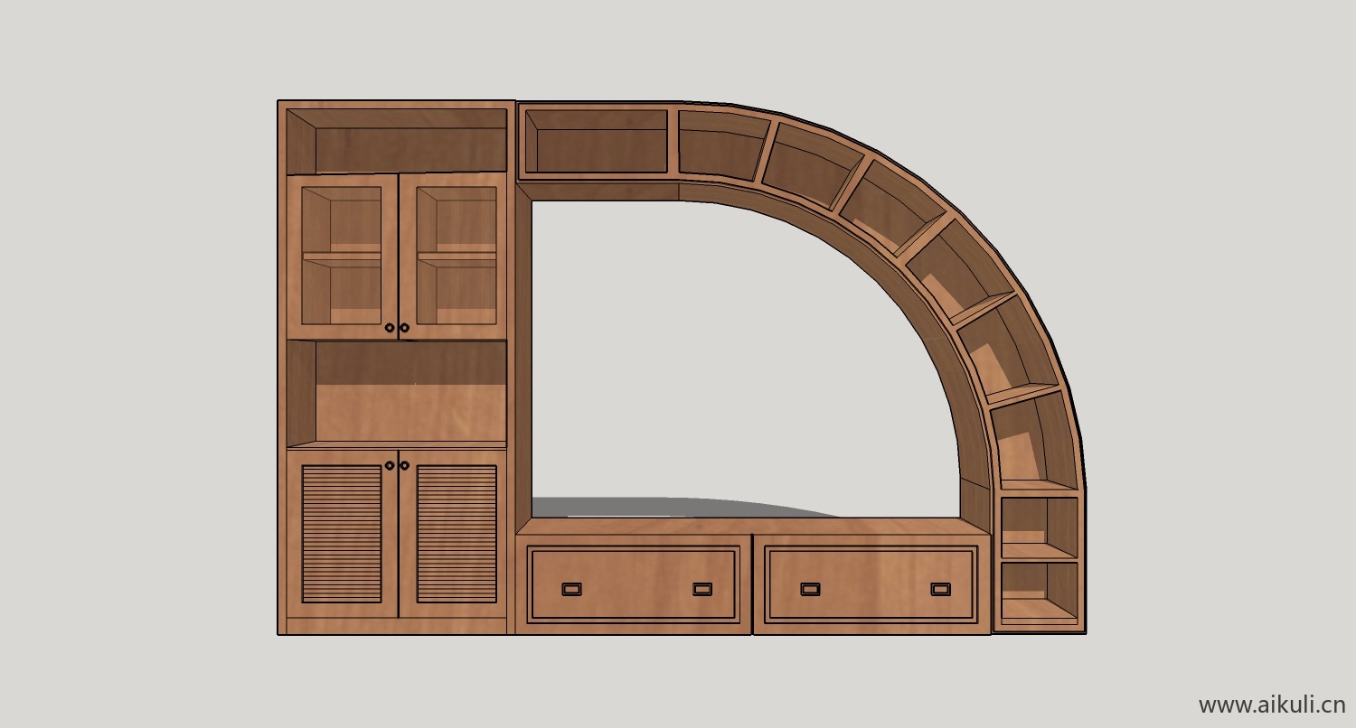现代墙柜 书架 异形书柜bookcasef su模型