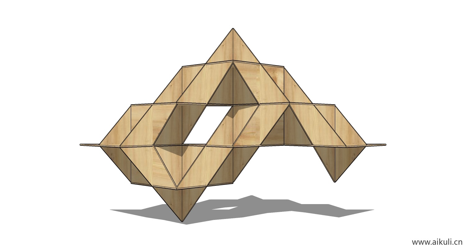 墙柜 书架 异形书柜BookshelfBY SU素材