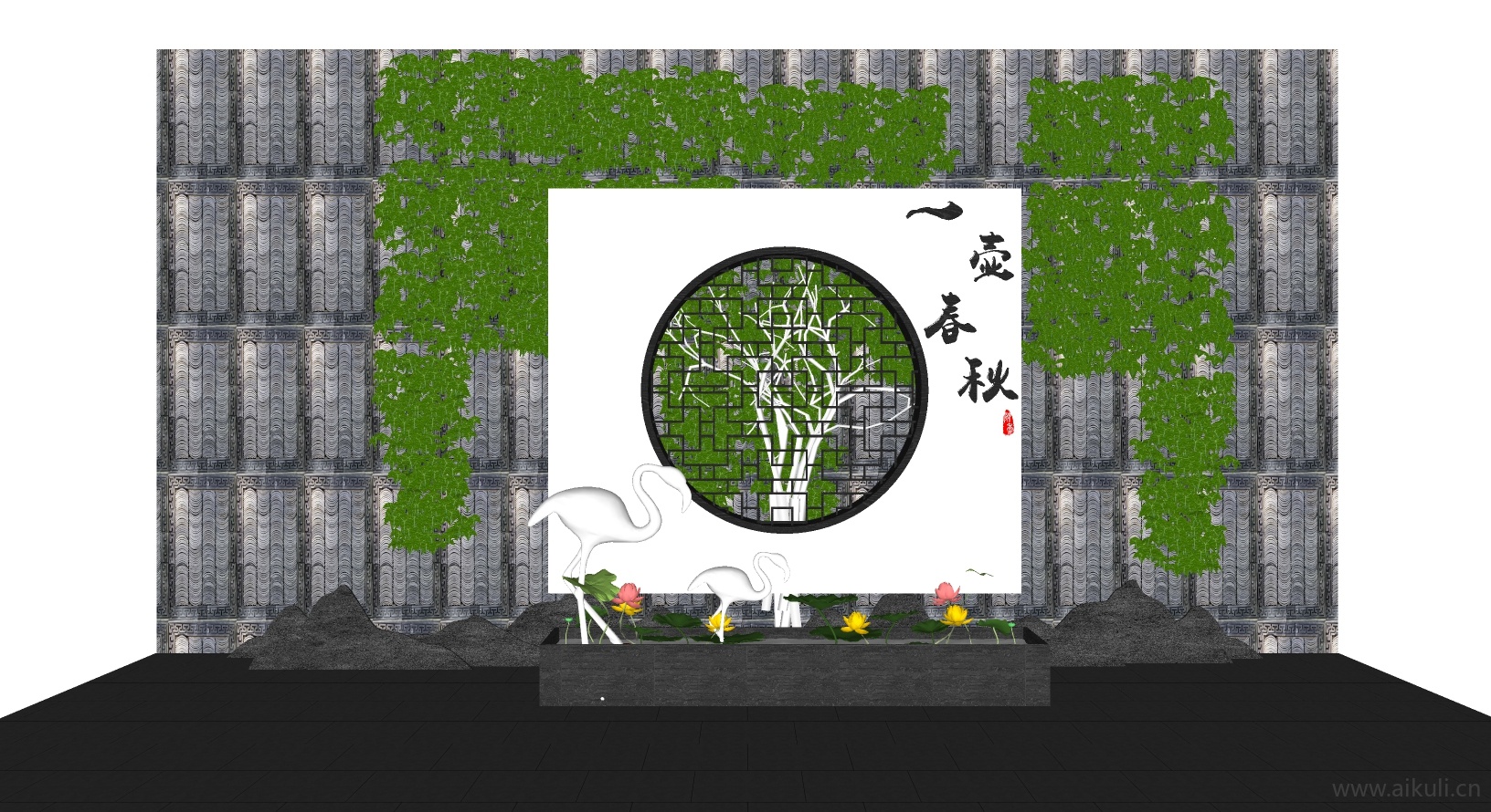 新中式园艺小品 景观小品 装饰小品T-SU模型