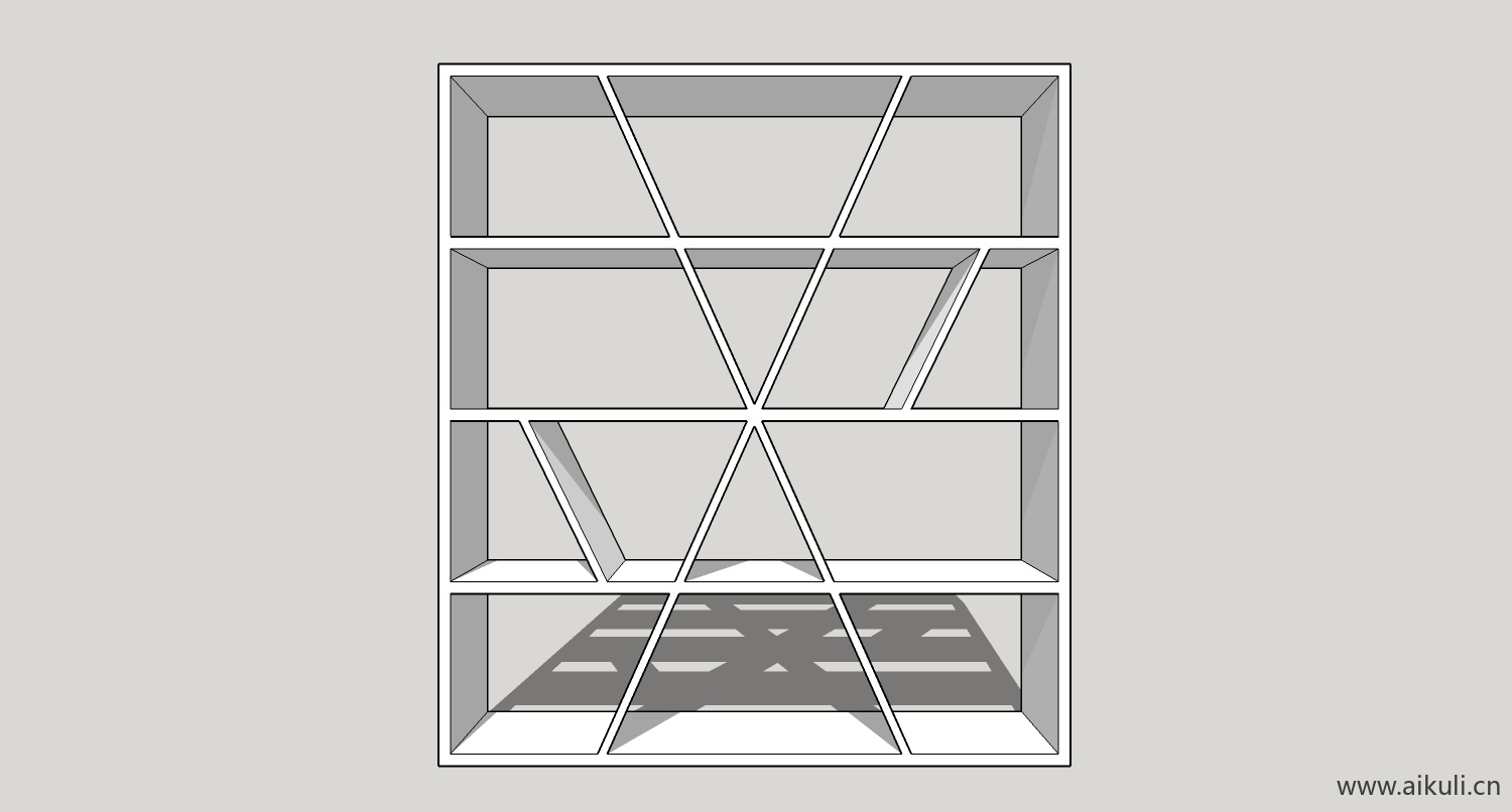 墙柜 书架 异形书柜BookshelfCM SU素材