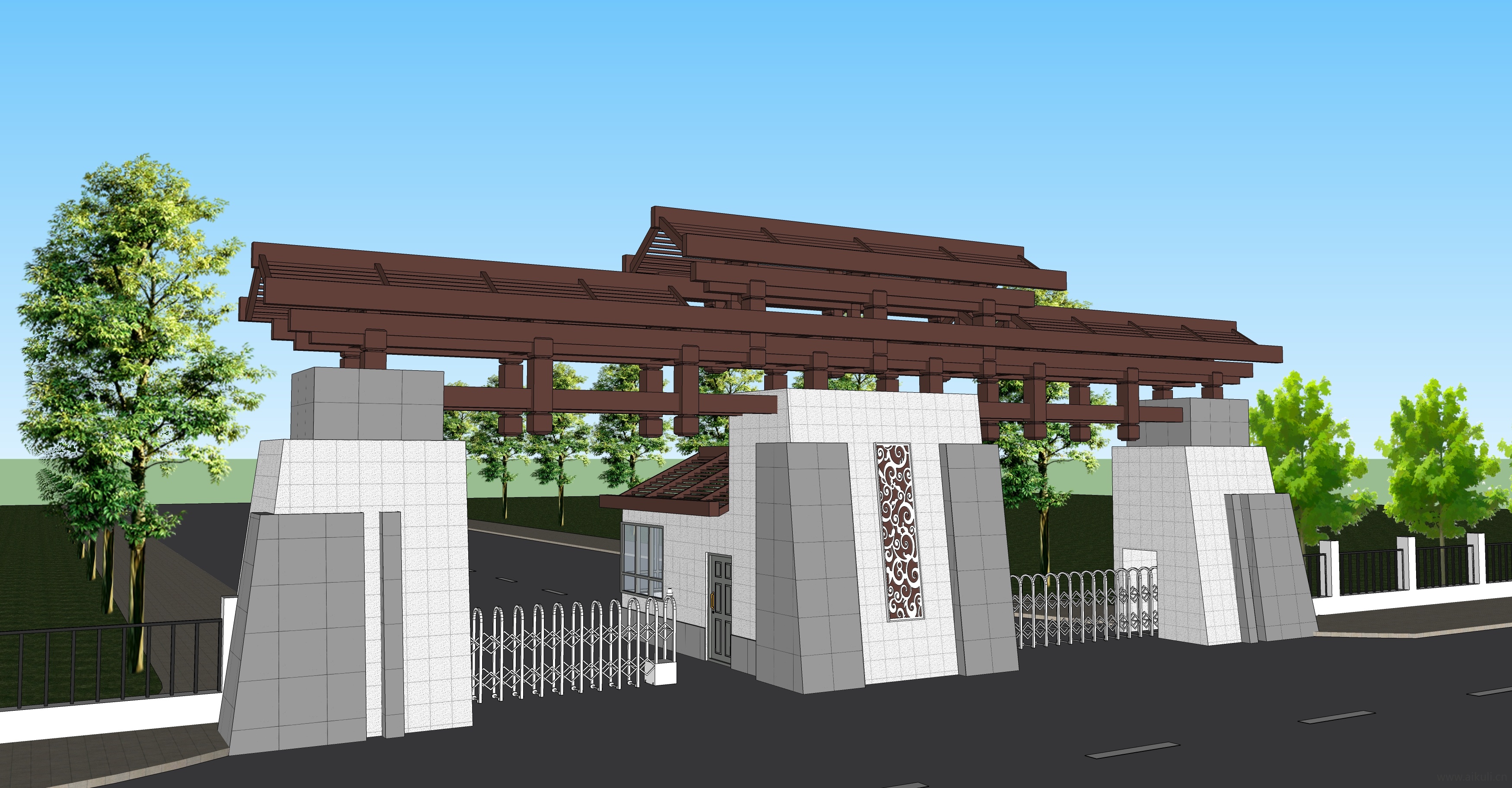 新中式学院大门入口9