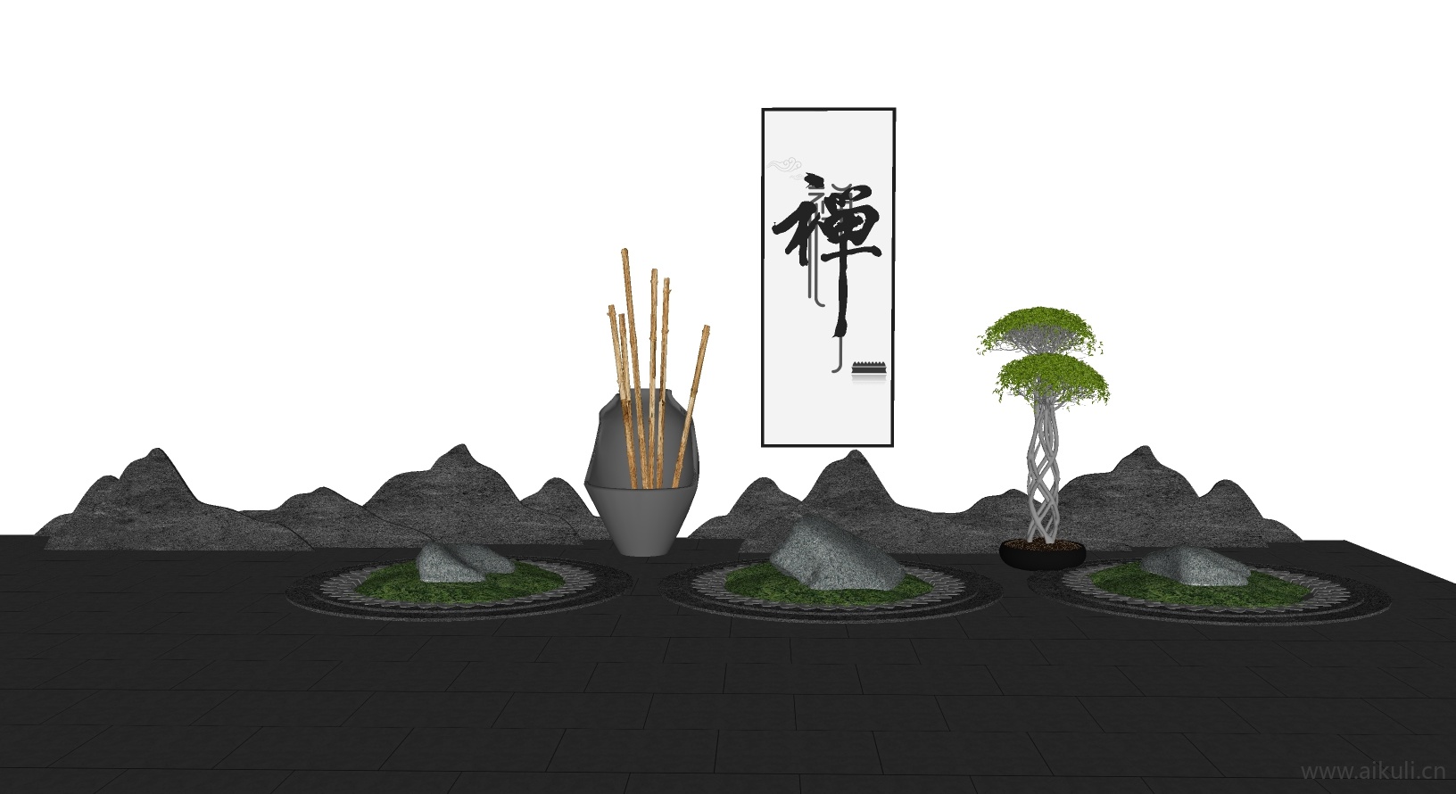 新中式园艺小品 景观小品 装饰小品S-SU模型