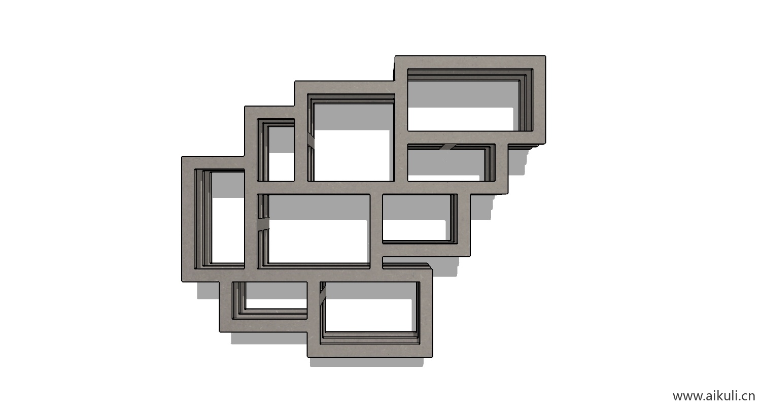 墙柜 书架 异形书柜BookshelfBA SU素材