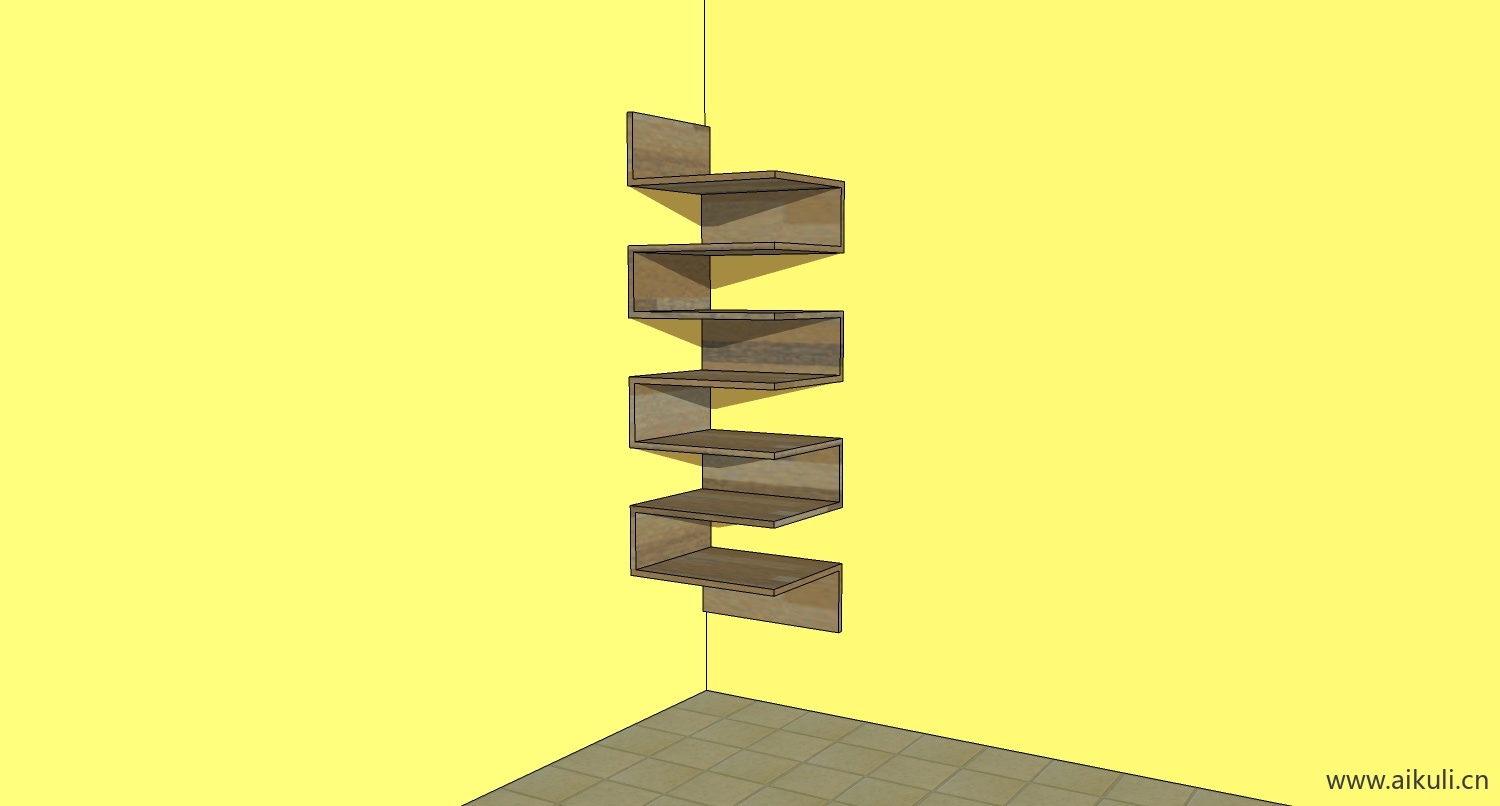 墙柜 书架 异形书柜BookshelfU SU素材