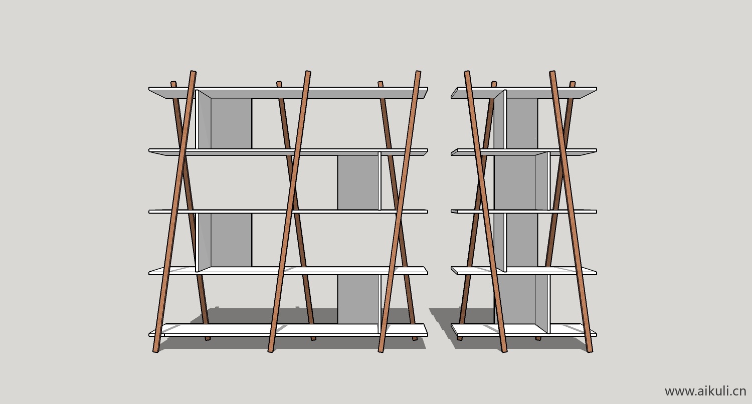 su模型墙柜 书架 异形书柜bookcasecf su素材
