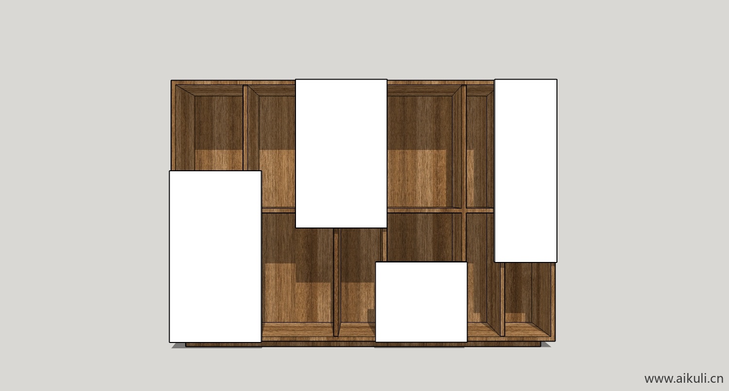 现代墙柜 书架 异形书柜bookcasebq su模型