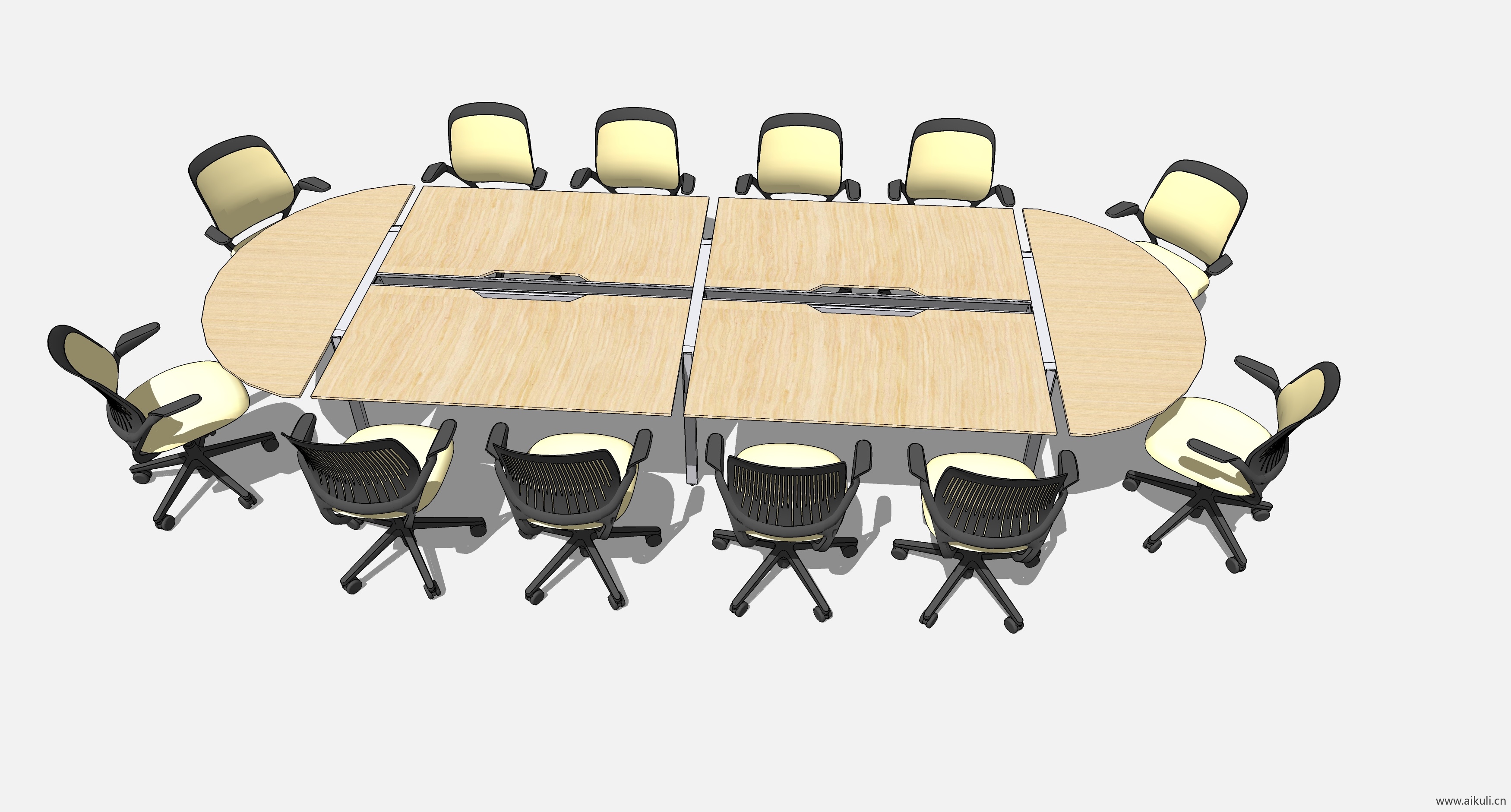 现代工装会议桌椅 实木桌椅B-SU模型