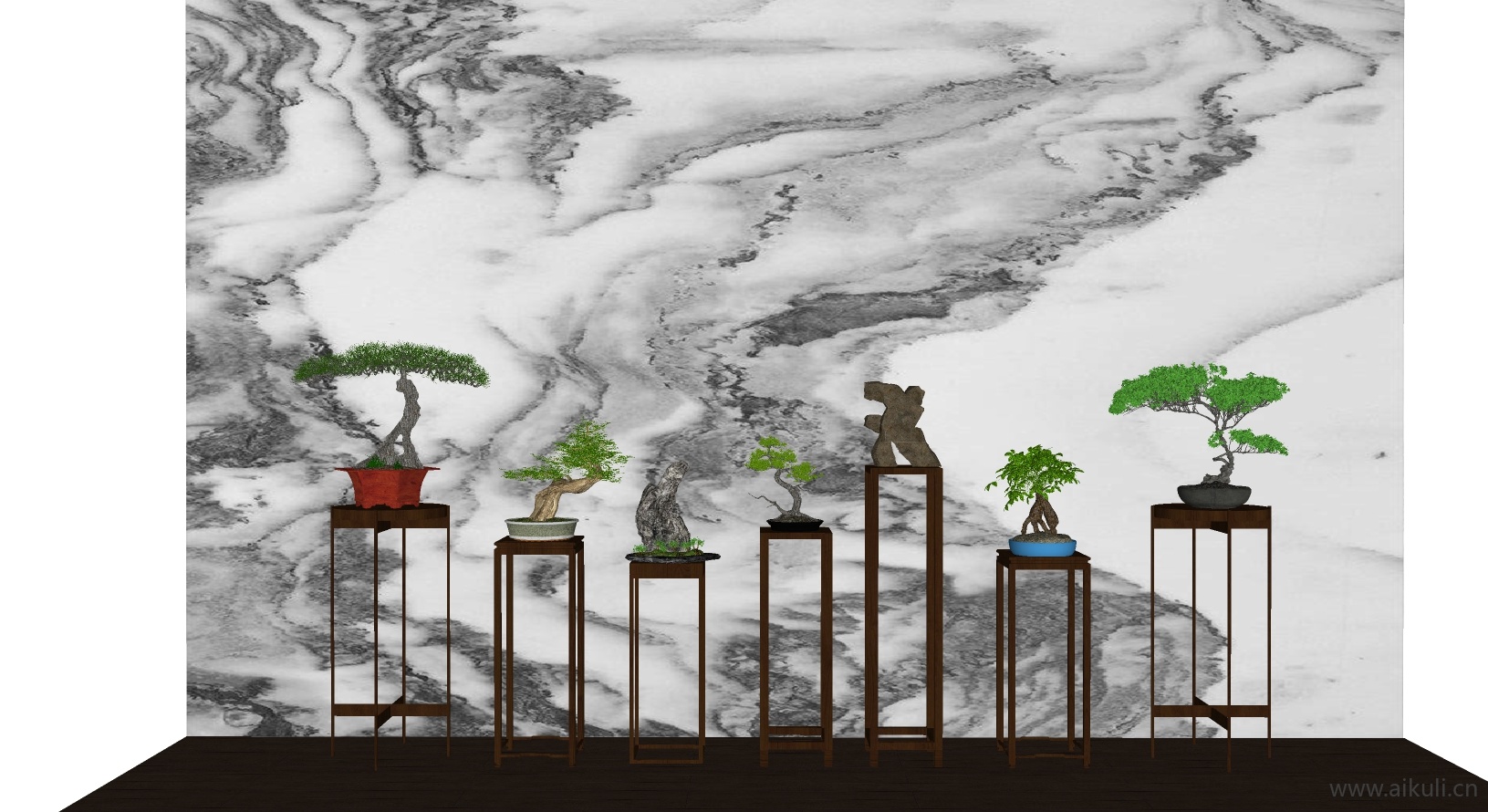 罗汉松中国风盘景 (2SU模型