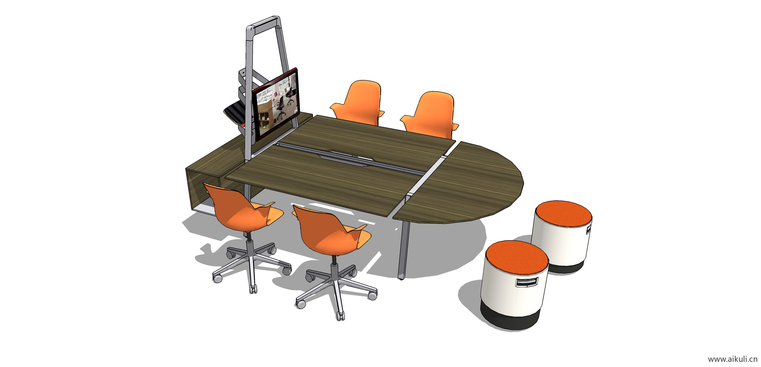现代工装会议桌椅 实木桌椅U-SU模型