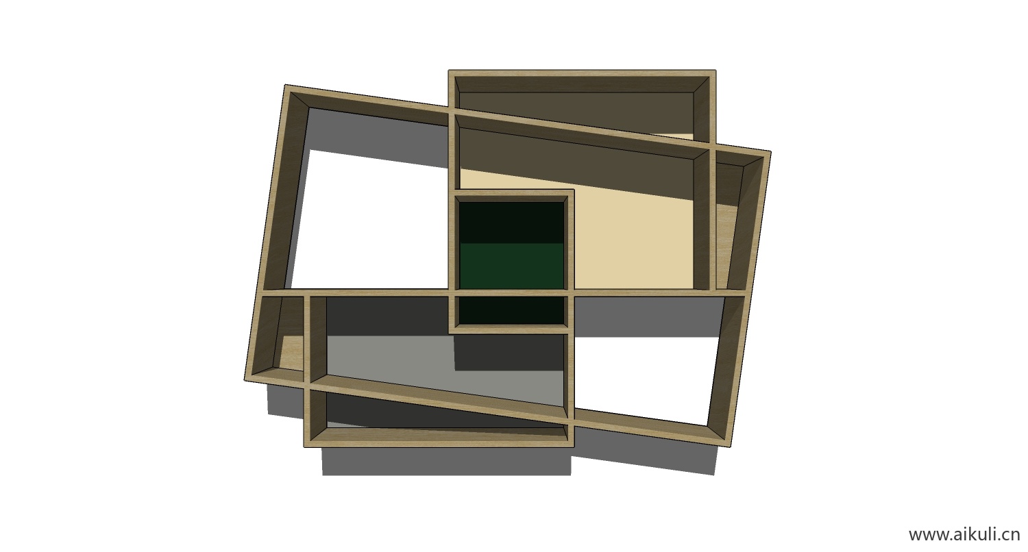 墙柜 书架 异形书柜BookshelfN SU素材