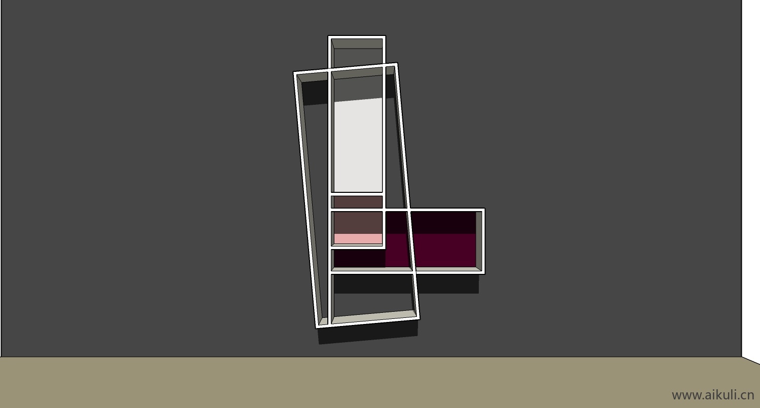 墙柜 书架 异形书柜BookshelfM SU素材