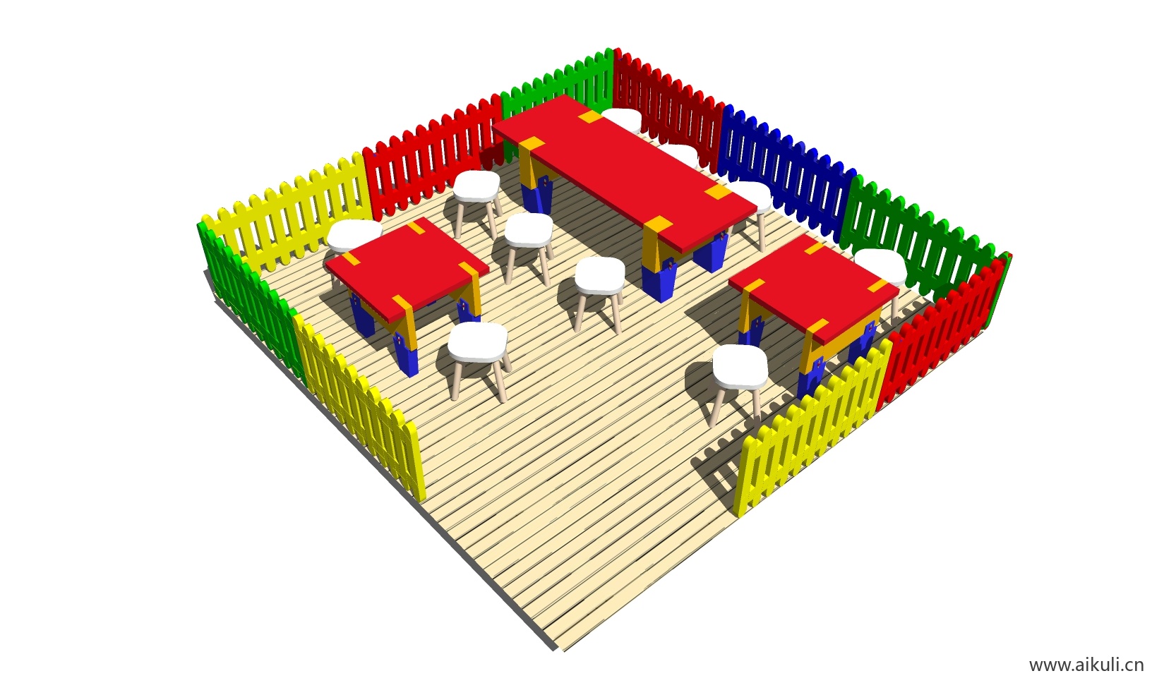 现代儿童卡通桌椅 幼儿园桌椅设施BR-SU模型