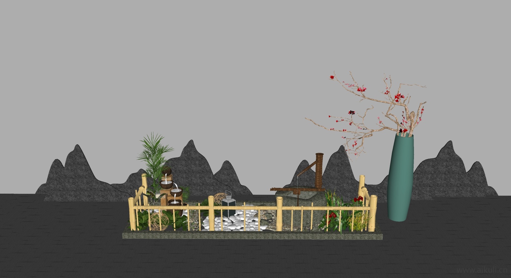 新中式园艺小品 景观小品 装饰小品K-SU模型