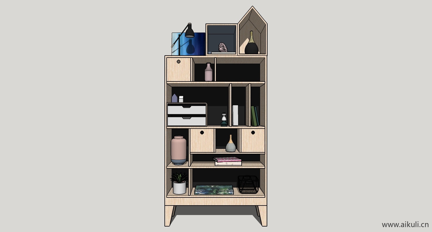 现代墙柜 书架 异形书柜bookcasecb su模型