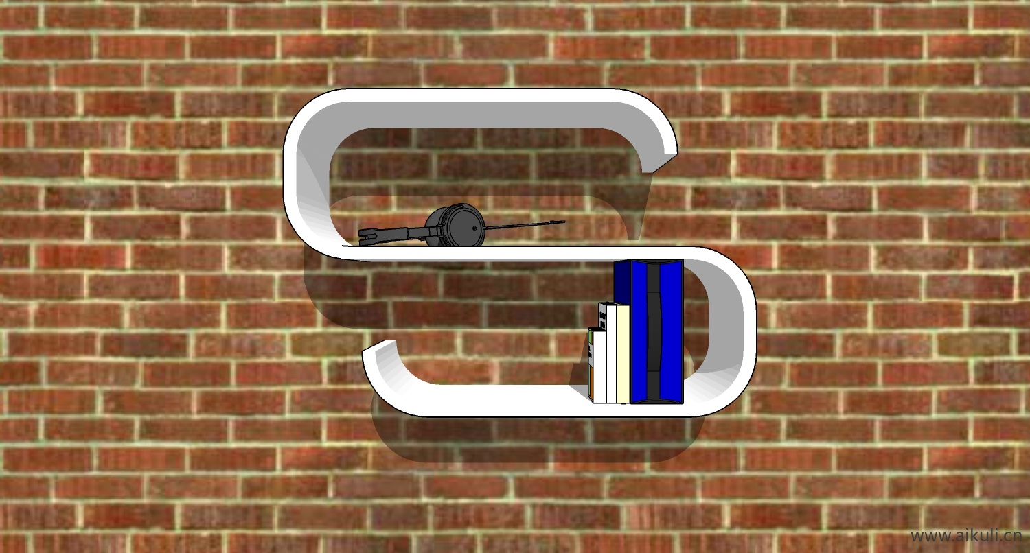 墙柜 书架 异形书柜BookshelfBO SU素材