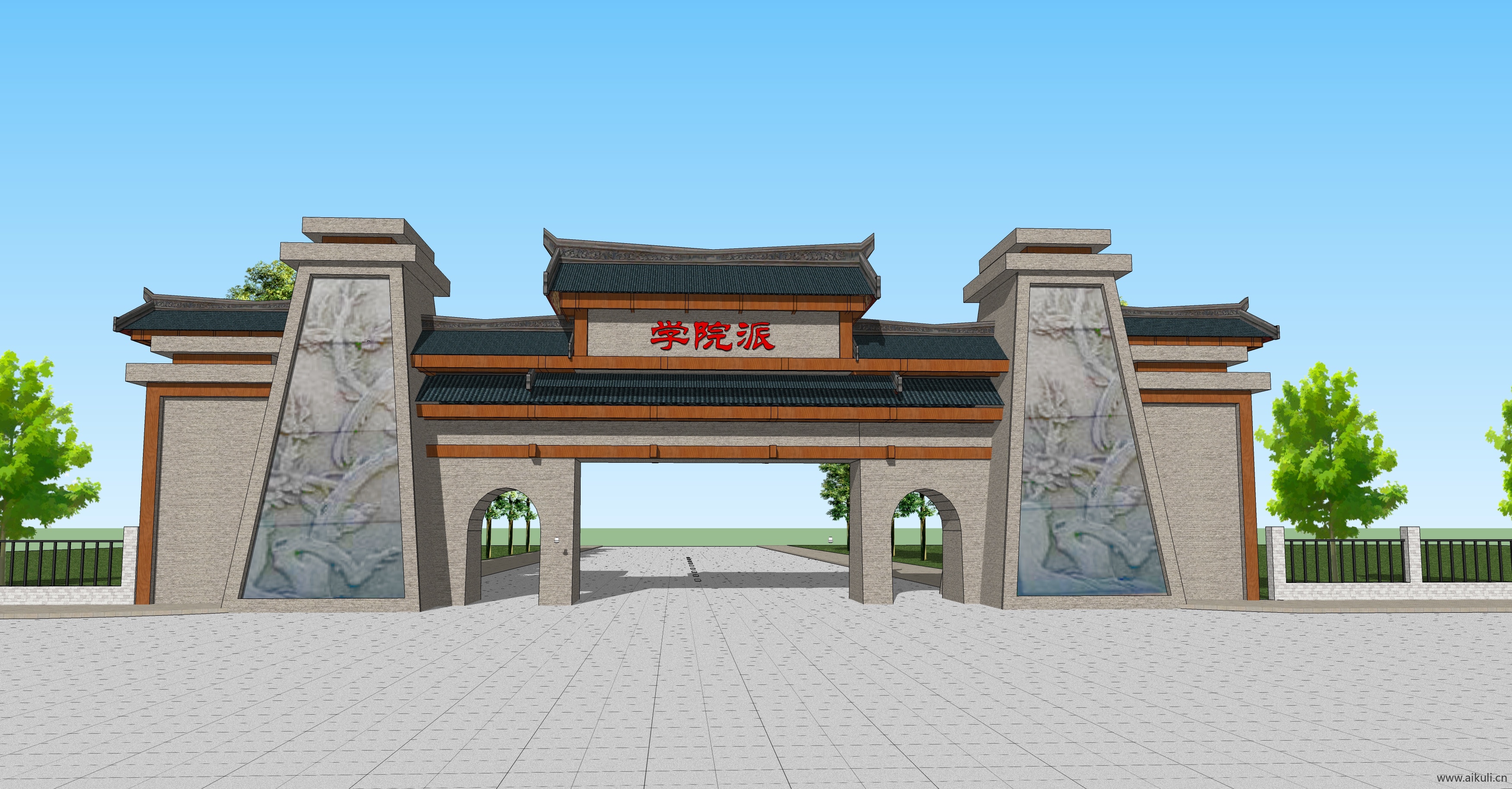 新中式学院大门入口8