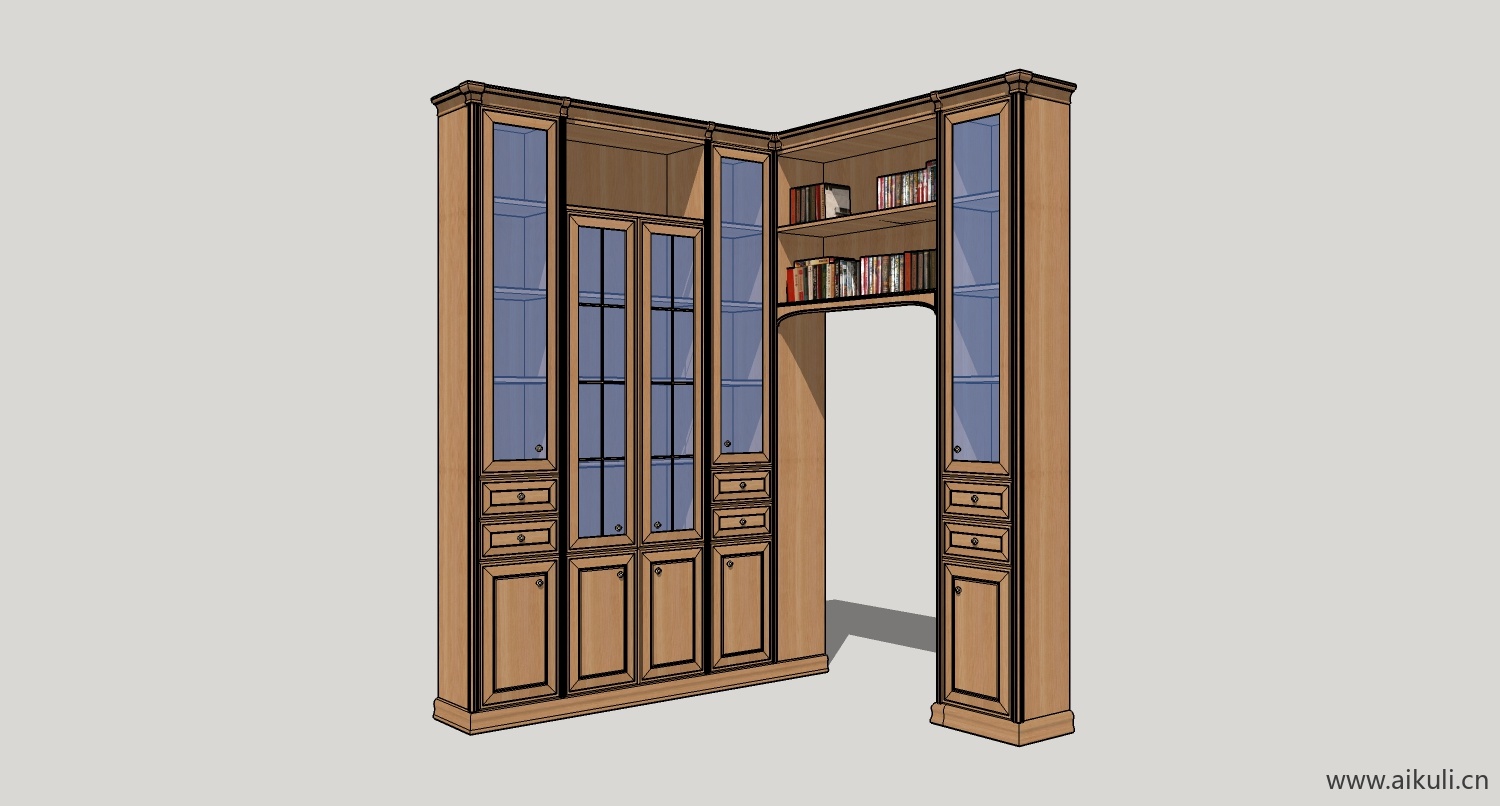 墙柜 书架 异形书柜BookshelfCR SU素材
