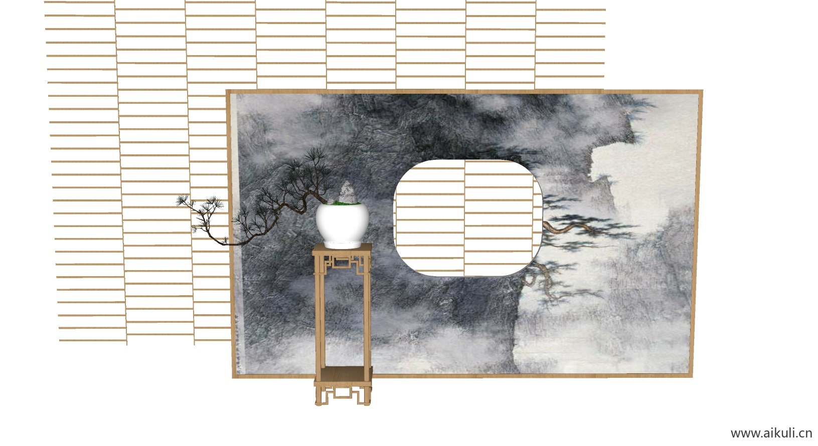 罗汉松中国风盘景 (10SU模型