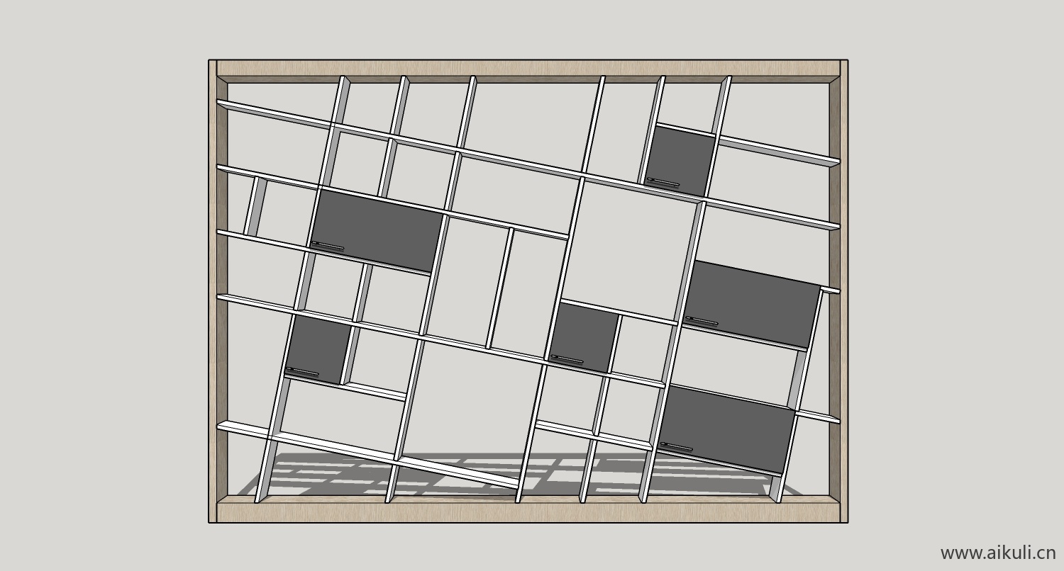 现代墙柜 书架 异形书柜bookcasew su模型