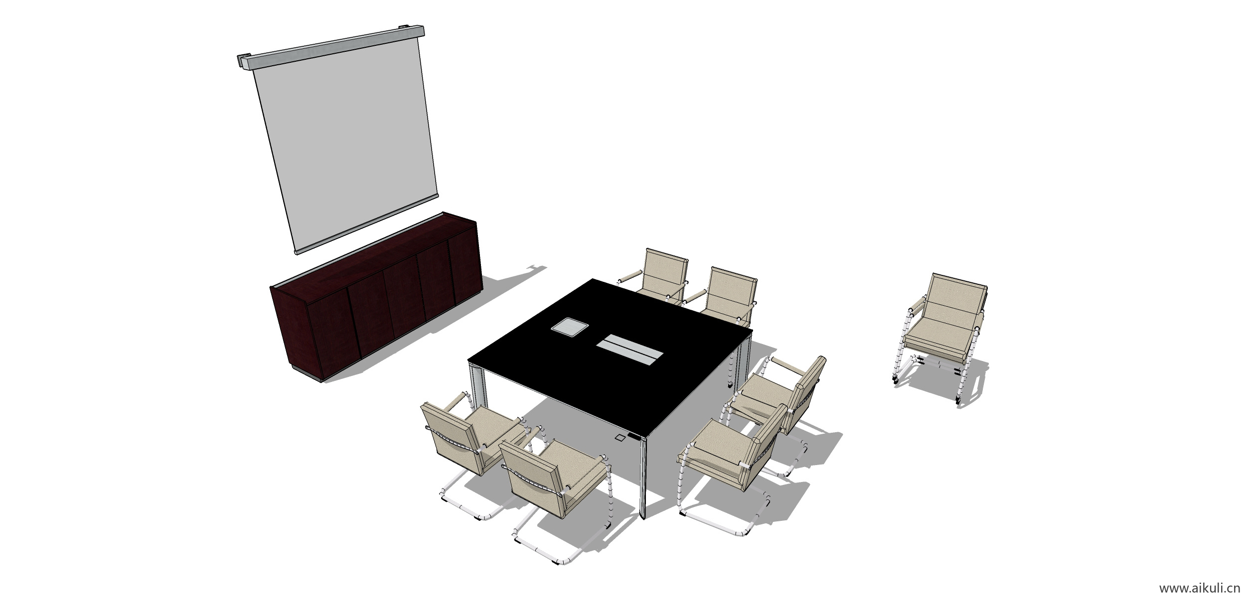 现代工装会议桌椅 实木桌椅T-SU模型