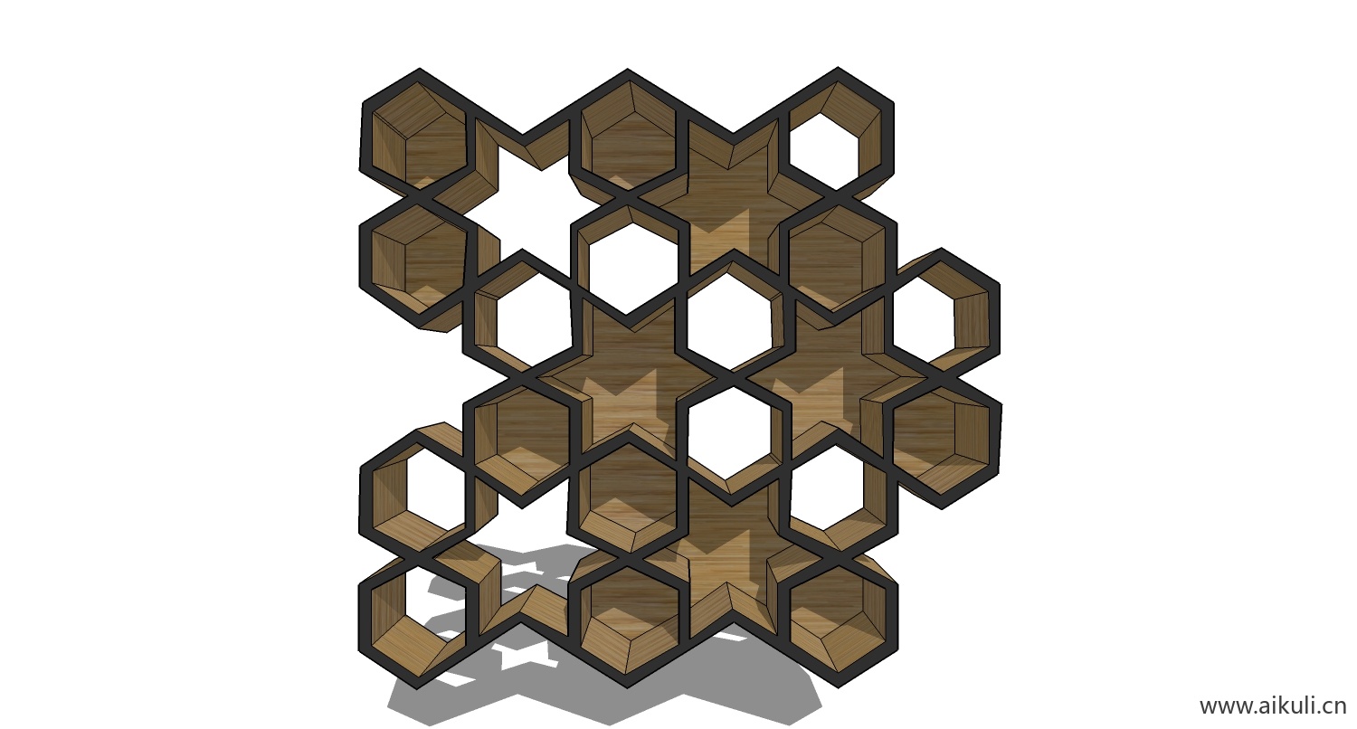 墙柜 书架 异形书柜BookshelfCC SU素材