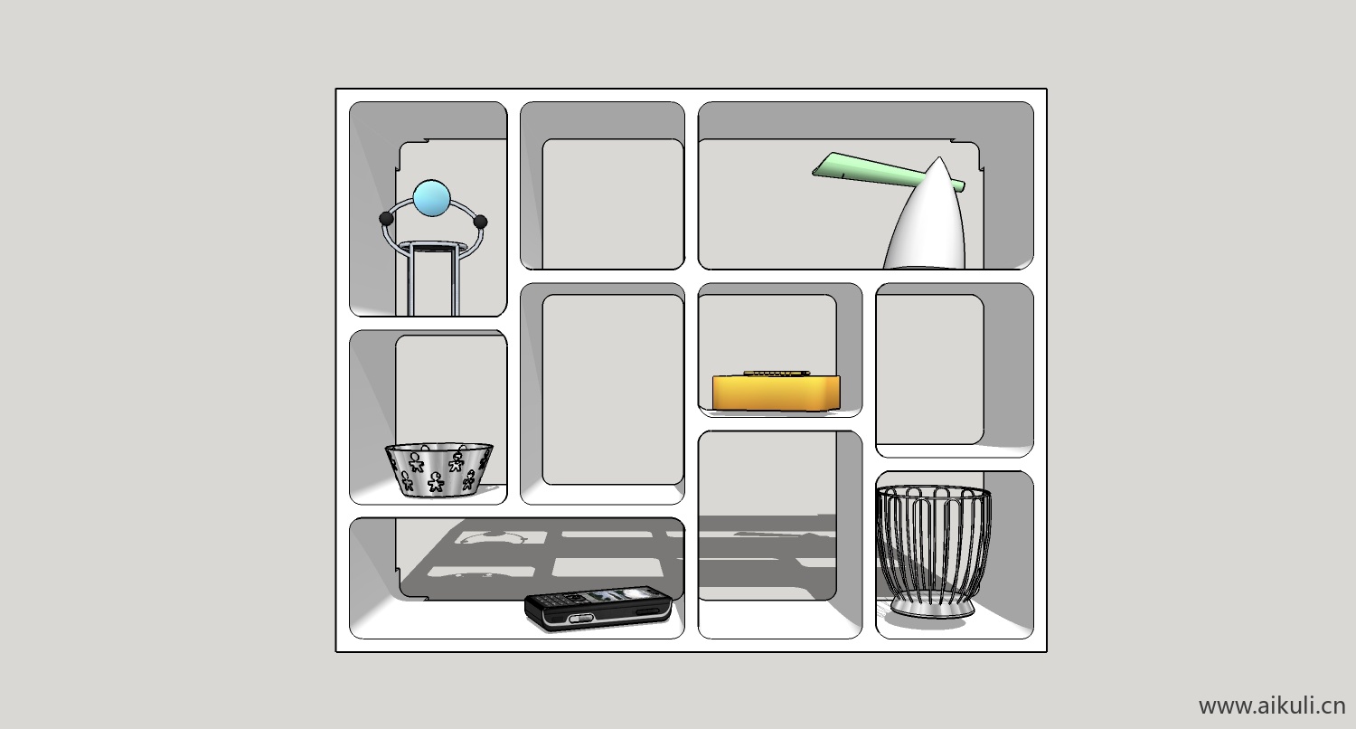 su模型墙柜 书架 异形书柜bookcasebe su素材