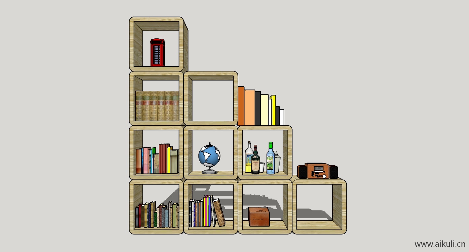 su模型墙柜 书架 异形书柜bookcaseci su素材