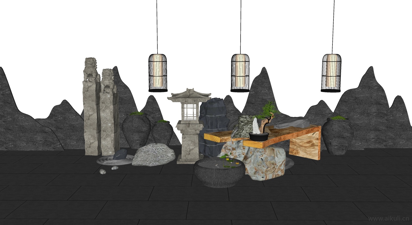 新中式园艺小品 景观小品 装饰小品A-SU模型