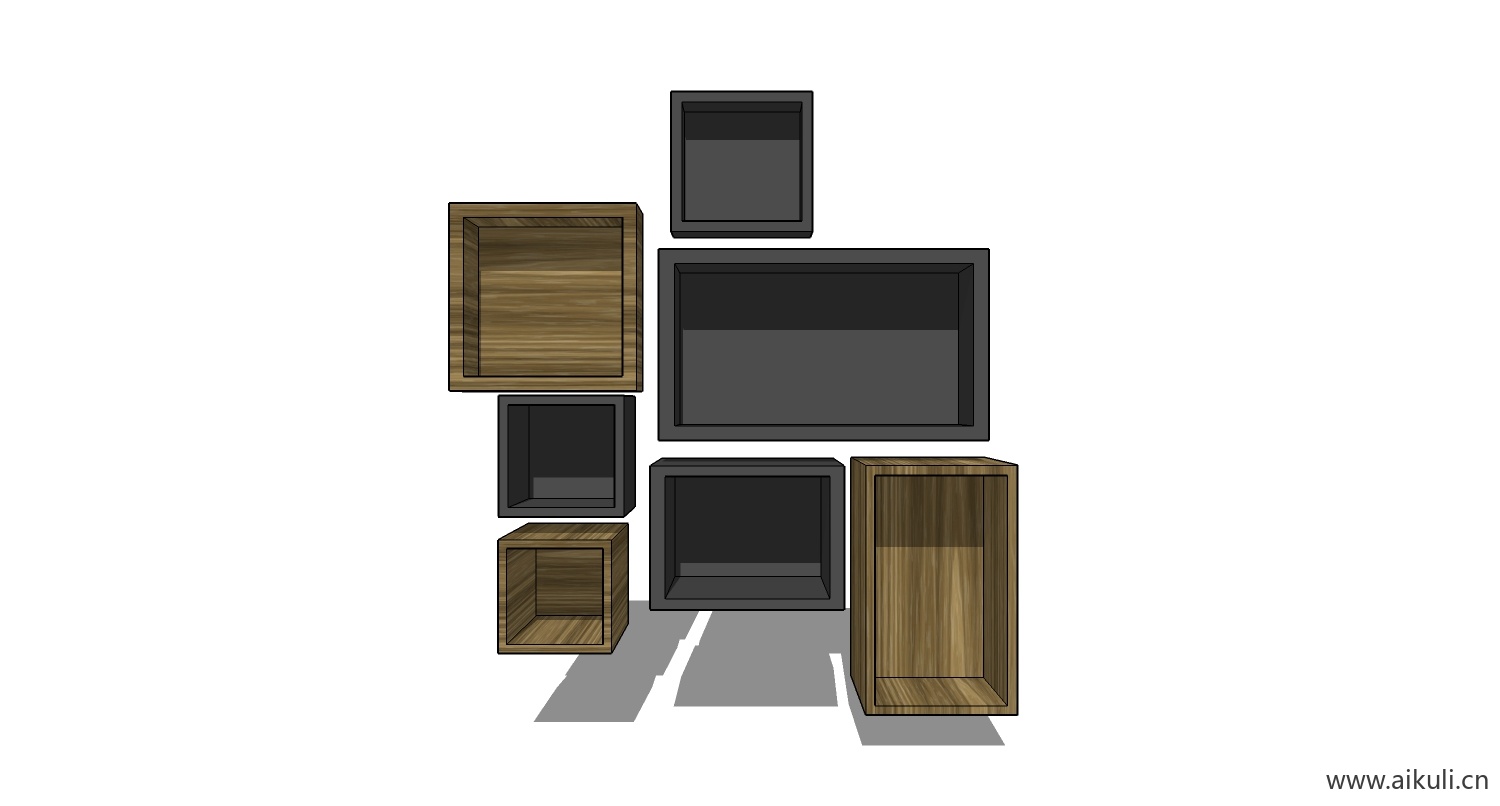 墙柜 书架 异形书柜BookshelfBB SU素材