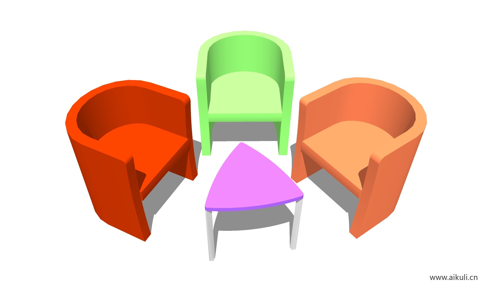 现代儿童卡通桌椅 幼儿园桌椅设施BX-SU模型