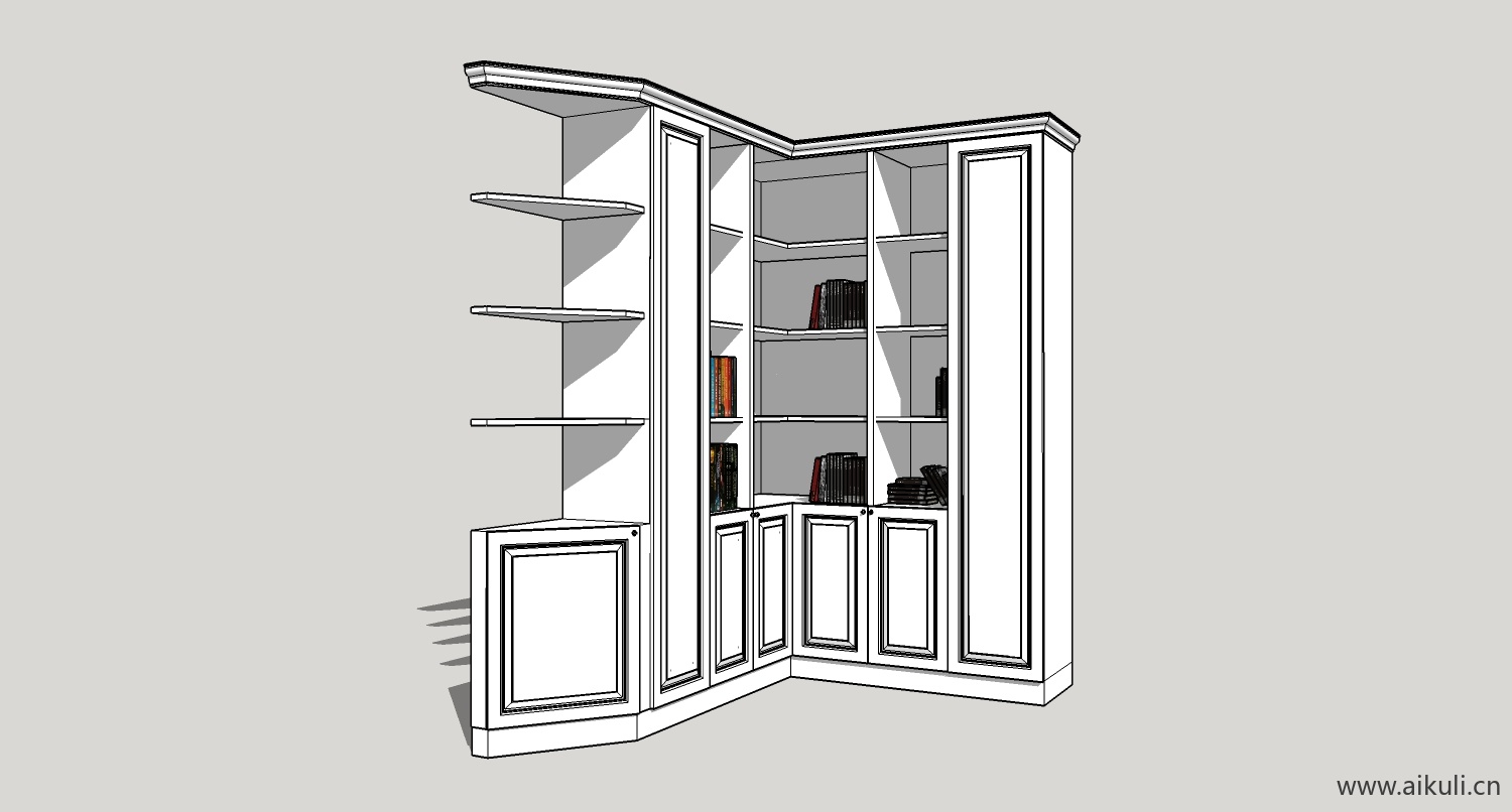 现代墙柜 书架 异形书柜bookcaser su模型