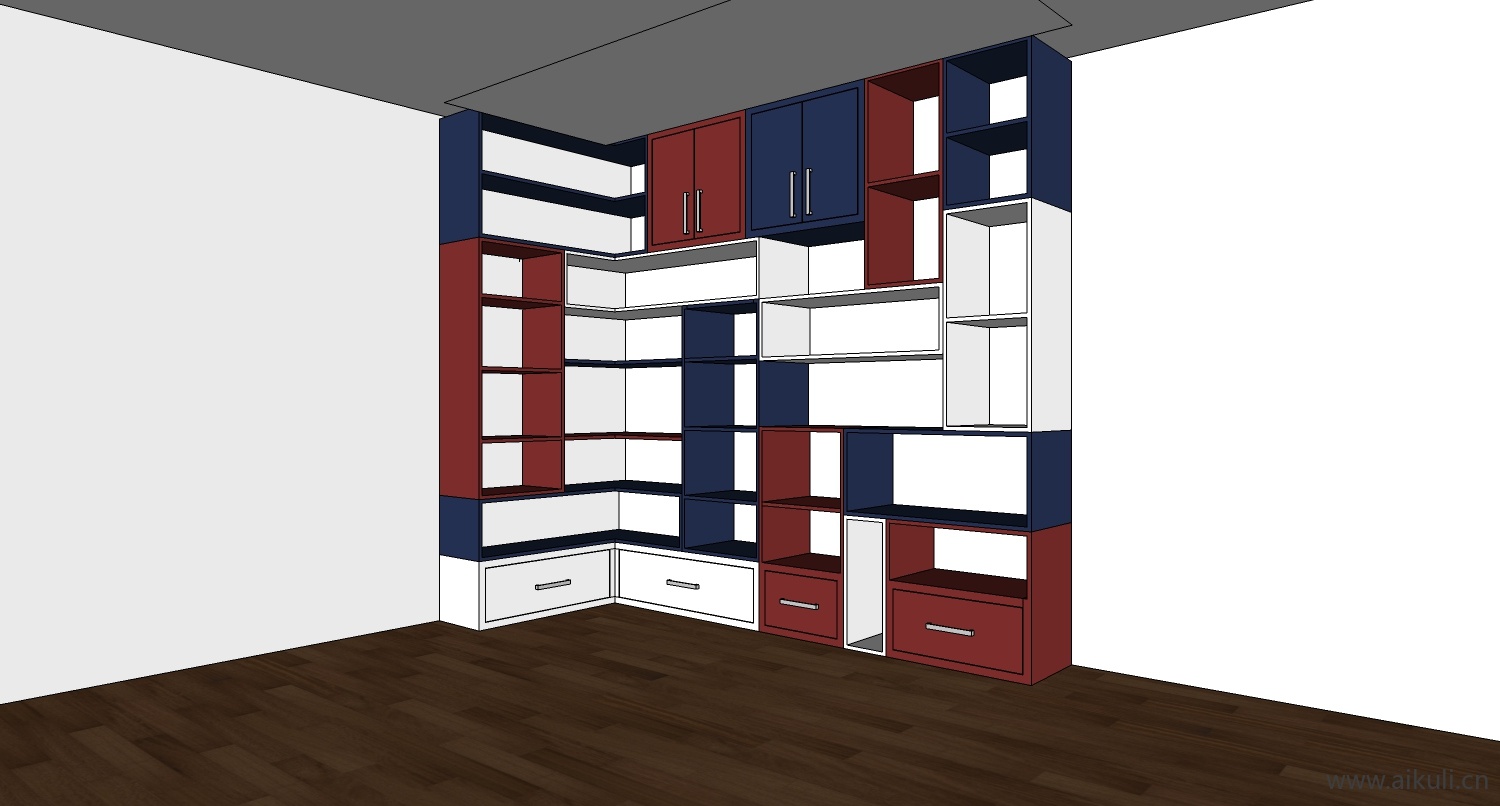 现代墙柜 书架 异形书柜bookcasebd su模型