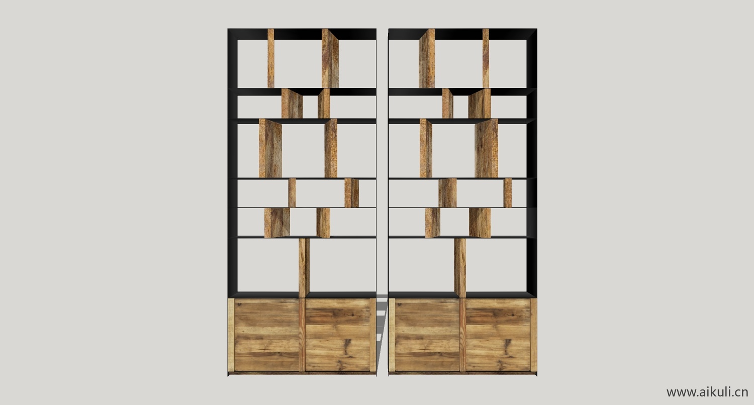 现代墙柜 书架 异形书柜bookcasen su模型